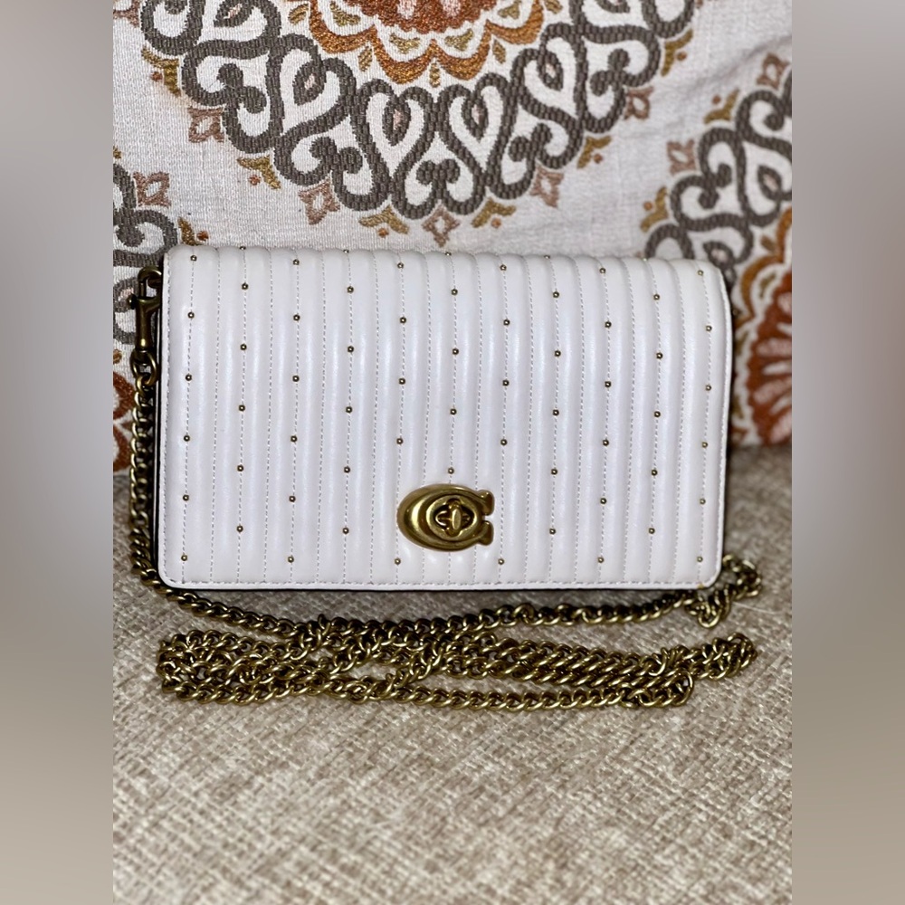 Coach Convertible Studded Leather Crossbody Belt Bag with Quilting and Rivets